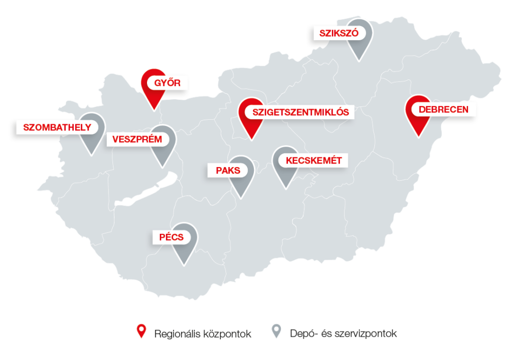 The map of the hungarian sites and depos of mateco